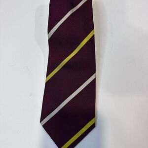 Harrods Men’s‎ Silk Tie Burgundy Yellow Stripe Classic Made in England
